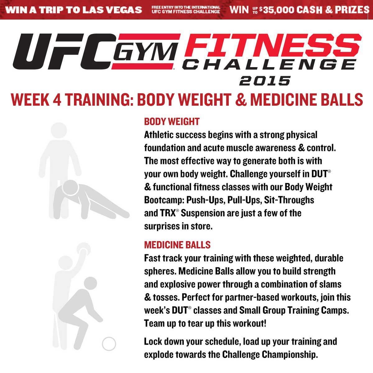 UFCGYM's tweet photo. Two weeks left to get #ChallengeReady for the #UFCGYMChallenge. Here's your next set of exercises to help you prepare http://t.co/MLZWpKBihq