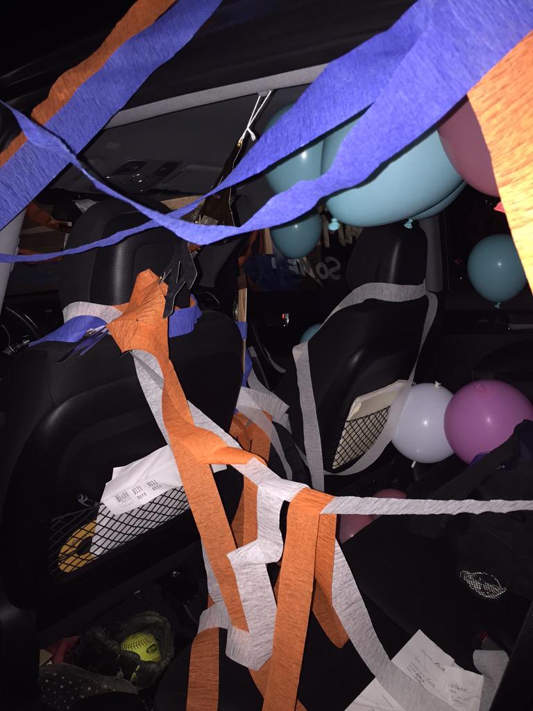 GCSoftball1's tweet photo. Soooo...this happened last night...@MaddieStewart7 @laurendecker_12 @21Abbey No one's ever done this for my birthday😄 http://t.co/xdyKyKVU5R