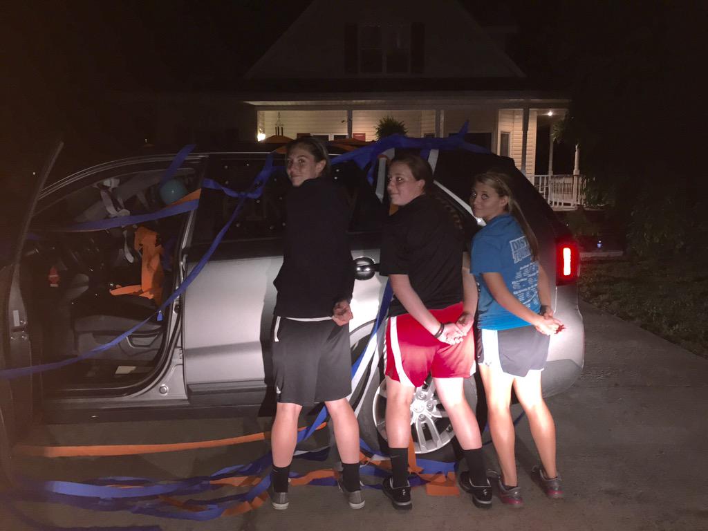 GCSoftball1's tweet photo. Soooo...this happened last night...@MaddieStewart7 @laurendecker_12 @21Abbey No one's ever done this for my birthday😄 http://t.co/xdyKyKVU5R