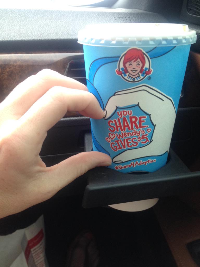 AlliTwoPointOh's tweet image. Road tripping home and supporting addition with @Wendys! Do the same!! #Share4Adoption