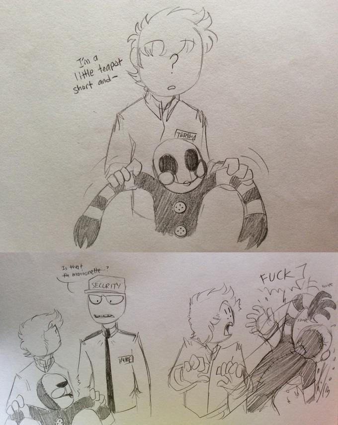 Save_Th_them's tweet photo. (marionette hates Mike XD) http://t.co/tRRC65eSwj