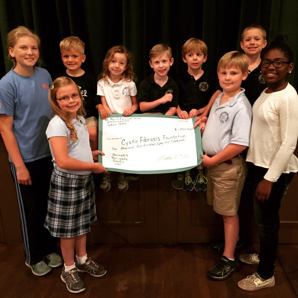 bennettsbrigade's tweet photo. Thank you @StPaulsWaco for raising $1252.50 for the @CF_Foundation for a cure for Bennett this year! #InItForBennett http://t.co/yqXKL3gCV1