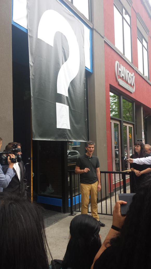 WorkforceWE's tweet photo. Our board member  @doug_sartori announcing the new space for @hackforge in downtown Windsor! #yqg http://t.co/Aw5Lq40oox