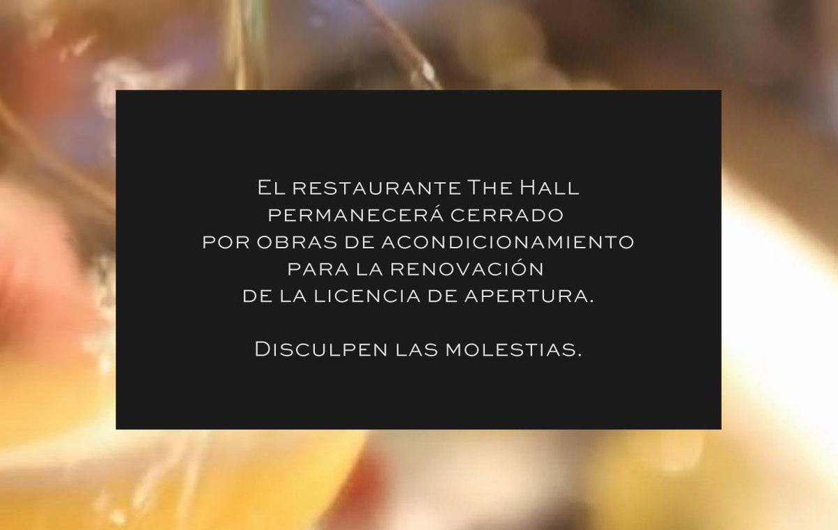 El restaurante <a href="/thehallmadrid/">THE HALL</a> permanecerá cerrado temporalmente. Disculpen las molestias.