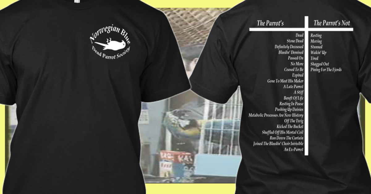 LRHand's tweet image. #montypython shirt i thought was cool! 
#deadparrot #montypythonflyingcircus