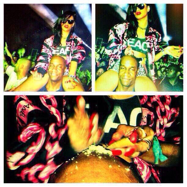 GeniusPothead's tweet photo. You may be hard, but you aren't "Rihanna rolling a blunt on her bodyguards head" hard http://t.co/MgOoosUj08