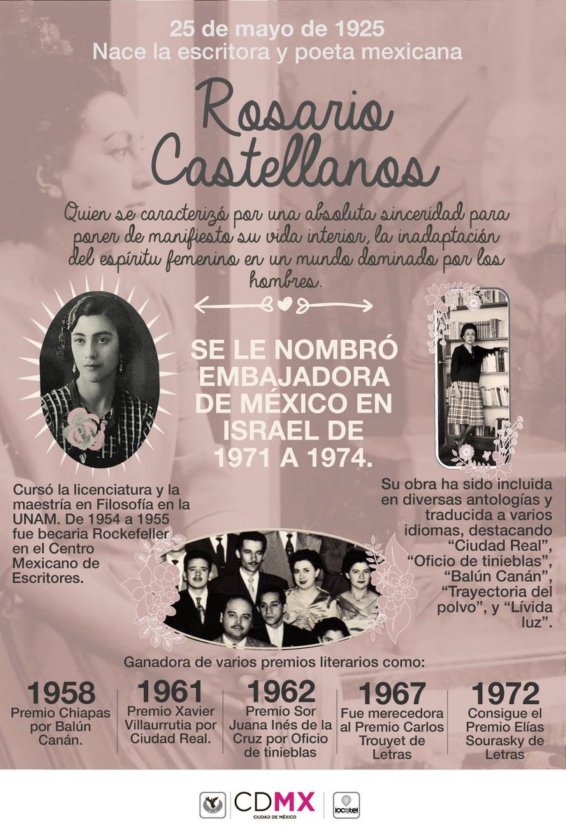 locatel_mx's tweet photo. Rosario Castellanos, una de las escritoras mexicanas más importantes del siglo XX, nació #UnDíaComoHoy de 1925. http://t.co/cwmqYssPNA