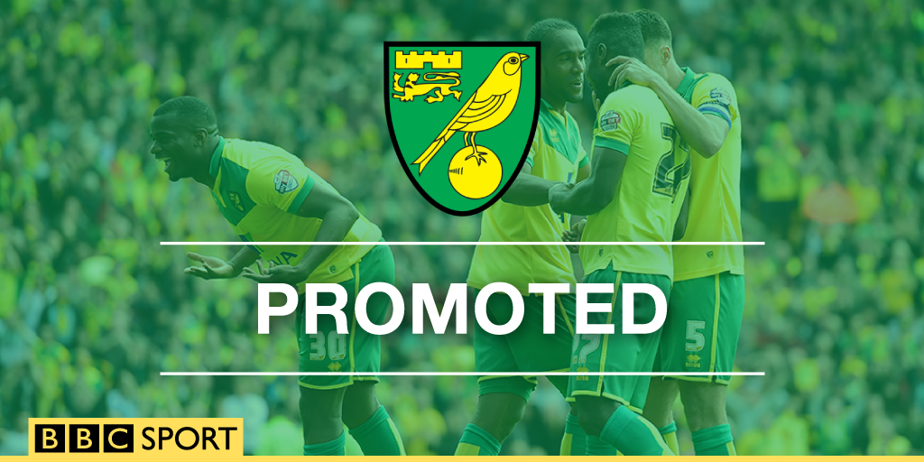 BBCSport's tweet image. FT Middlesbrough 0-2 Norwich - 

#ncfc secure a swift return to the Premier League!

bbc.in/1PHgSYD