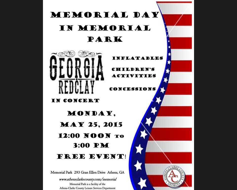 connect2athens's tweet photo. Commemorate Memorial Day at Memorial Park! 12pm-3pm — http://t.co/A2ckh9aEOR http://t.co/P2rGaanPSw