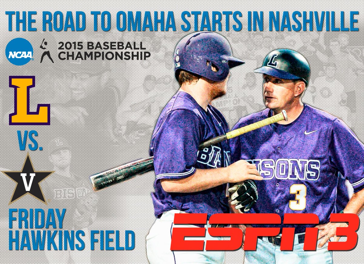 LipscombBisons's tweet photo. It's a rematch with @VandyBaseball for @LipscombBisons Time to turn Hawkins Field Purple and Gold. #RoadToOmaha http://t.co/MbJJ1ctv1G