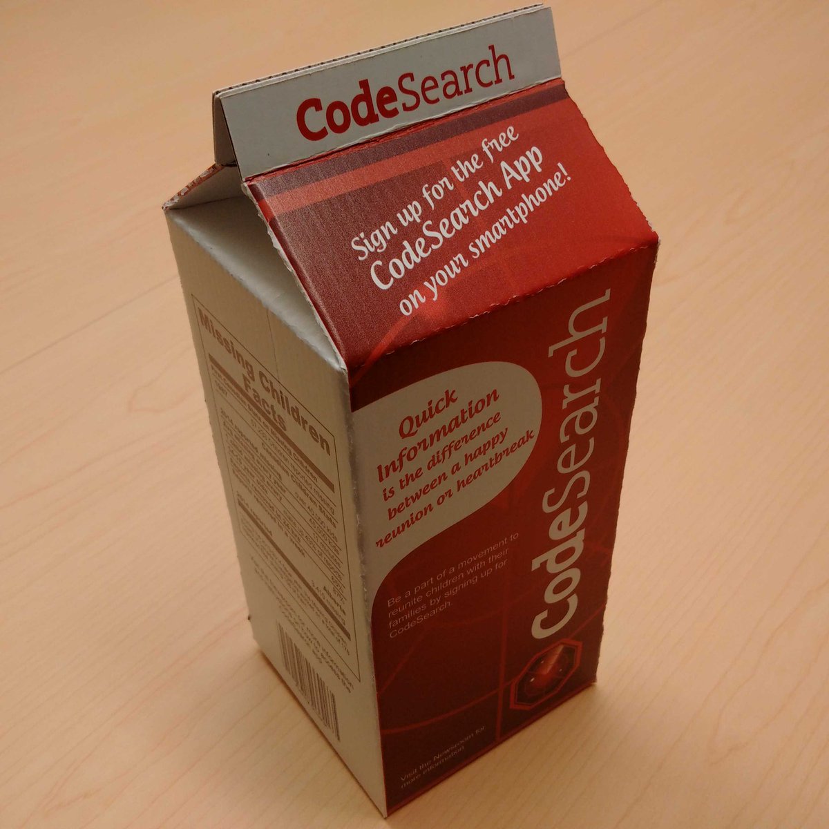 MCSCanada's tweet image. So exciting to see #CodeSearch milk carton information around @CalgaryPolice Headquarters today! #MissingChildrensDay