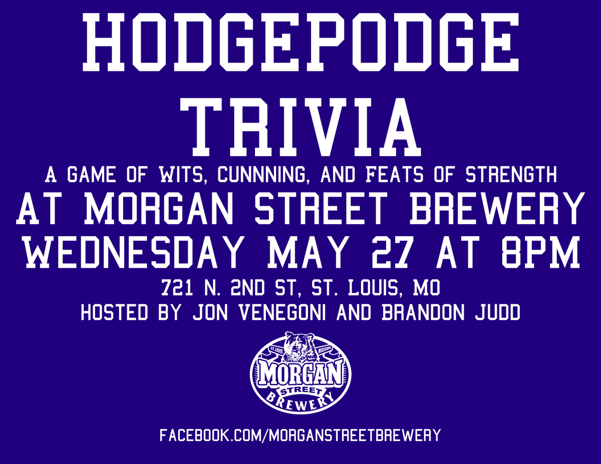 HodgepodgeSTL's tweet photo. 2 days until our return to #STL's @MorganStBrewery!
http://t.co/BjOuEfJuM6 http://t.co/6n3MVih5oE