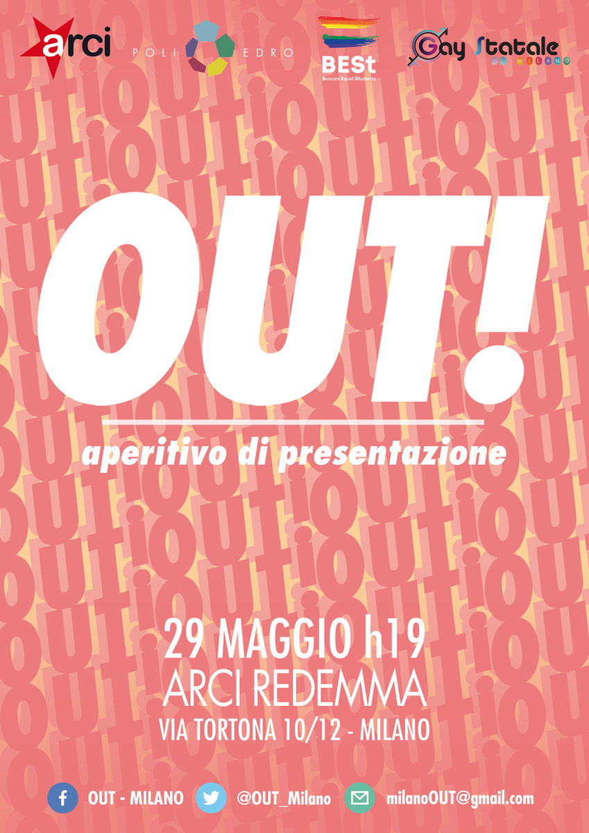 OUT_milano's tweet photo. -4 alla presentazione di OUT!
Non mancate!
#passaparola #OUTmilano #lgbt #milano #milanopride http://t.co/PRZJbkc97S http://t.co/GgiQIoE741