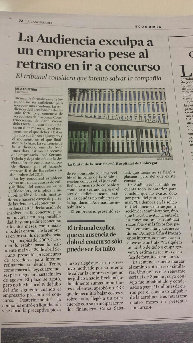 mmsabal's tweet image. Concursal: Stcia. obtenida por mi desp en APBcn: La demora en el concurso no es culpable si era la opción + favorable