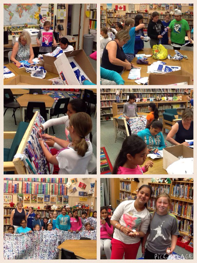 Gilchristclass's tweet photo. #milkbagmat weaving finished for the year #Awesome work #threemats ready to send to #3rdworld countries!@MacvillePS http://t.co/9IBZC1qoly