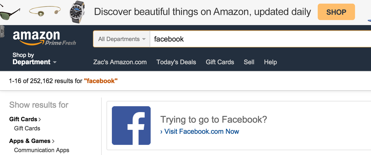 zbowling's tweet image. I wonder how long it took Amazon after watching the logs before they decided to add this feature for clueless users.