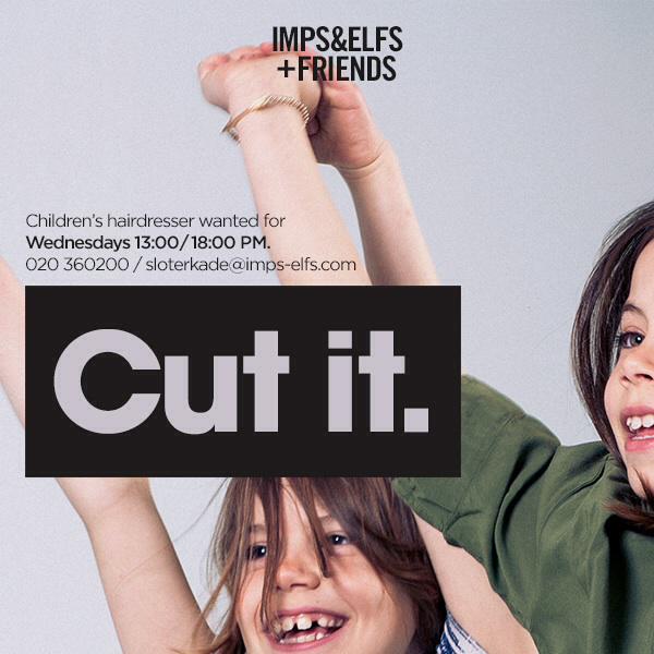 Gezocht: kinderkapper op woe 13.00-17.30. Heb je interesse? Mail sloterkade@imps-elfs.com #kinderkapper #impsandelfs