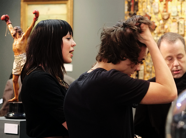 13styls's tweet photo. Harry Styles at the private viewing at ART13 in Olympia Grand Hall. http://t.co/o3G8d7EnIS