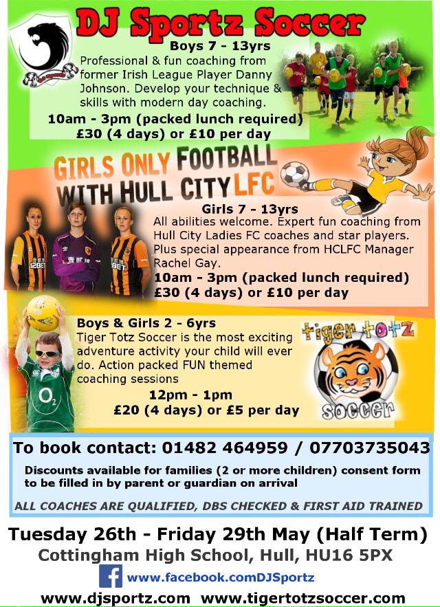 HCLFCcoaches's tweet image. @CottinghamHour Half Term Camp starts this week. Places still available. Please Share Thank you.