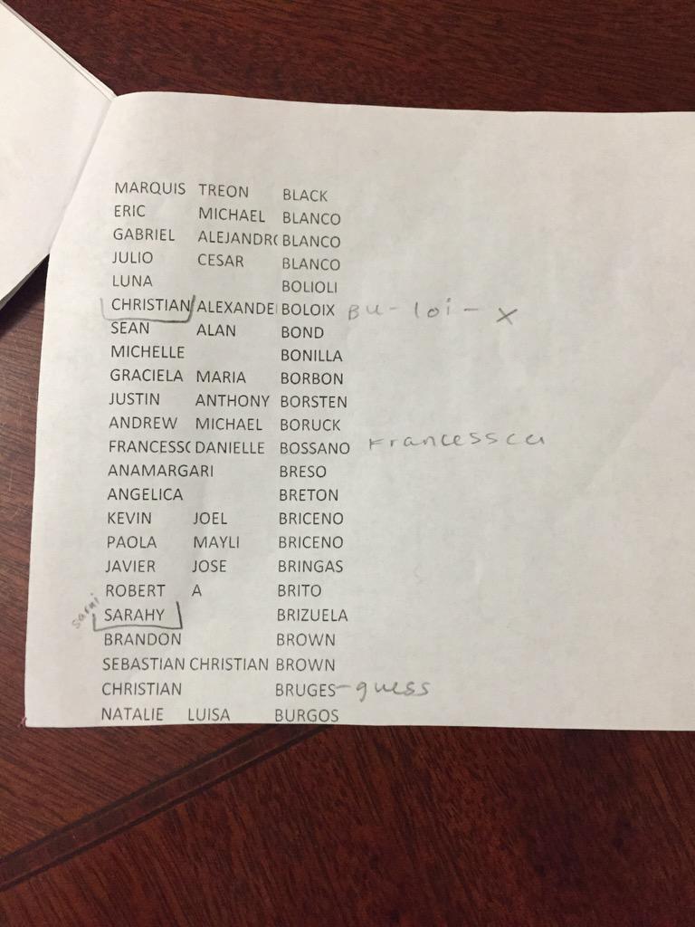 fvshclassof2015's tweet photo. PLS COME TOMORROW AFTERSCHOOL. ESPECIALLY IF UR NAME IS UNDERLINED//CIRCLED. We want to get ur names right! http://t.co/GiVE5TgMlh