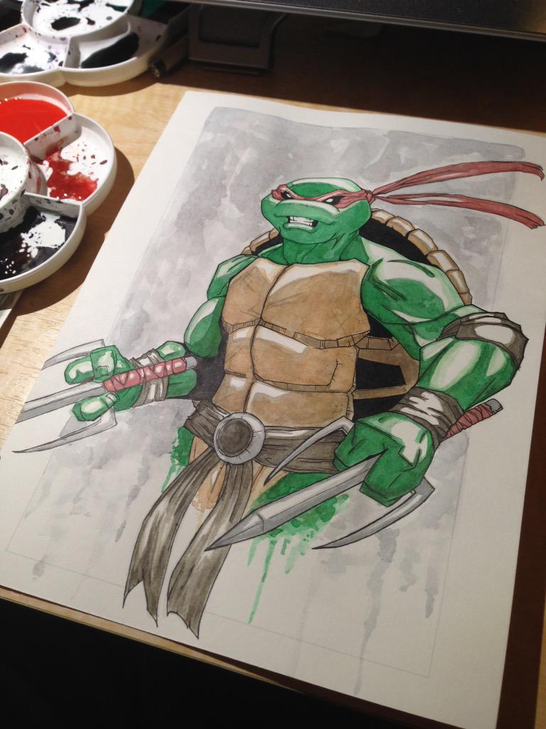 MEGAPOTATO_SHOW's tweet photo. Watercolors done.Be print ready for @PhoenixComicon this week. #tmnt #turtlepower #leadheavy @kevineastman86 created🐢 http://t.co/4MowmmrbGE