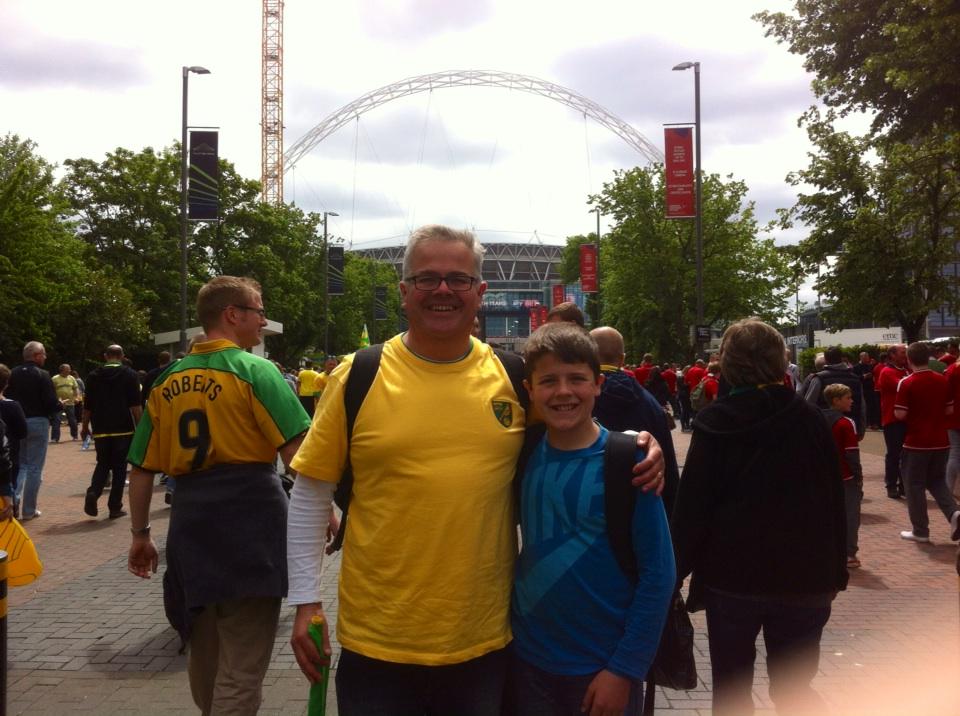 MikeLiggins's tweet photo. Great day out with @Harry_Liggins at Wembley. Well done all the #ncfc players and management team! http://t.co/U1HS36WA7o