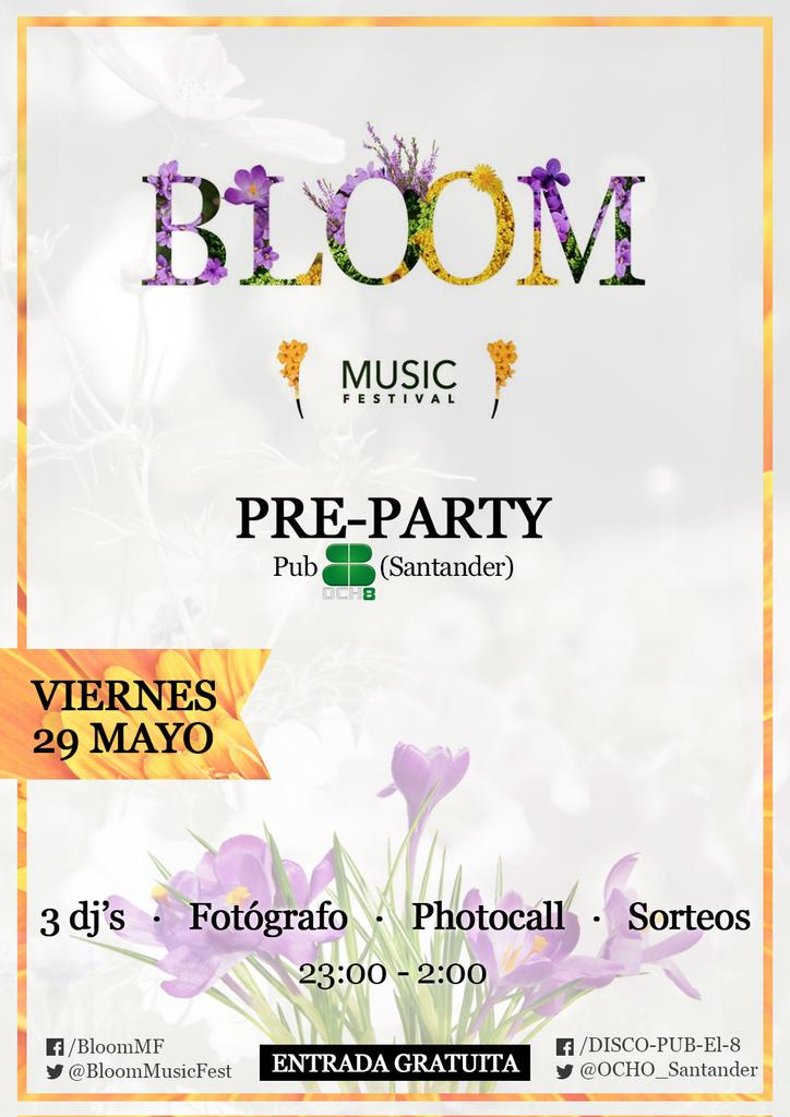 BloomMusicFest's tweet photo. • PRE-PARTY 🎉🎵

👉 Este VIERNES 29 estaremos en el @8_Pub 👈

3 Dj's | Fotógrafo | Sorteos 🎊🙌 http://t.co/IvFJ2e8EAV