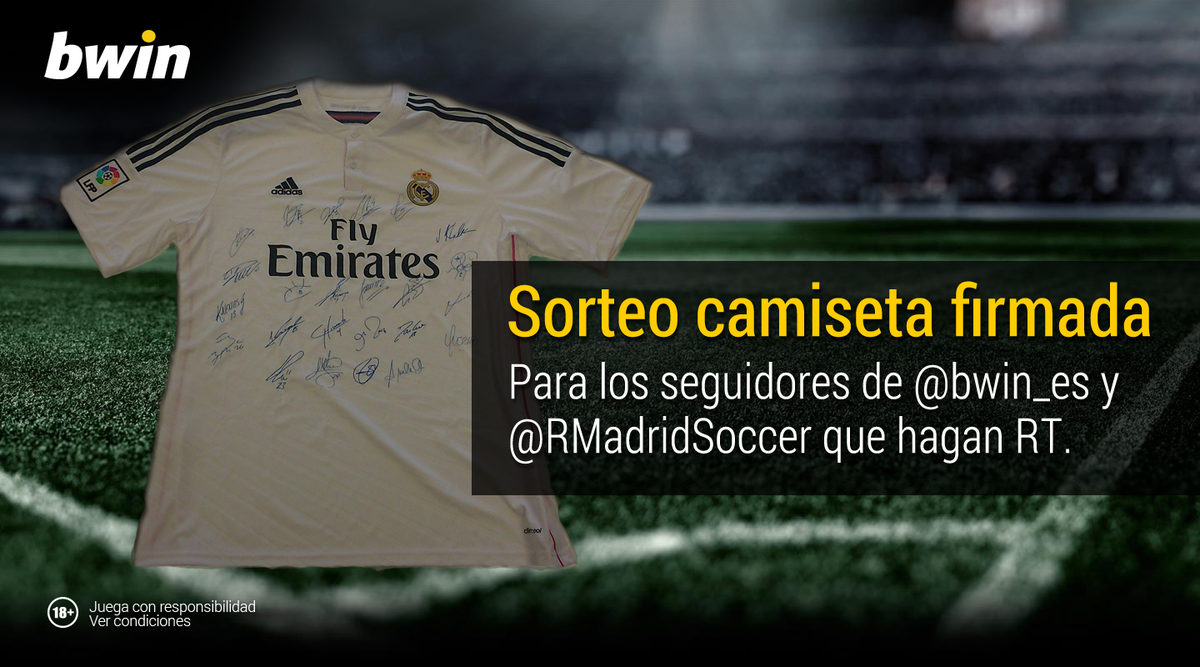 bwin_es's tweet photo. #SORTEO. Camiseta del #RealMadrid firmada: #Cristiano, #Marcelo, #Pepe, #James, #Casillas, #Ramos ... entre otros http://t.co/GlzHOHvWPf