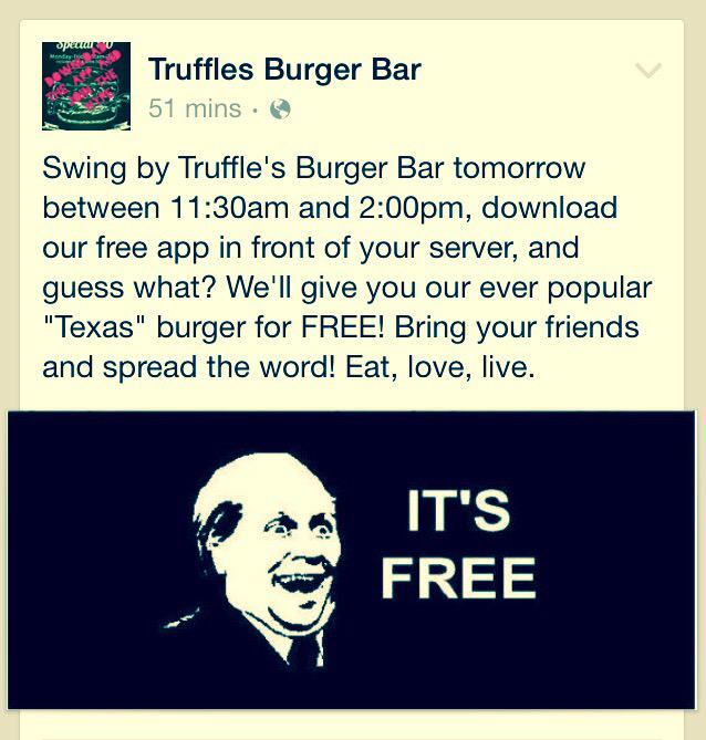 Download our App in front of a staff member and get a FREE Texas burger. It's that simple!!