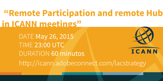 ICANN's tweet photo. May 26th > don't miss this Webinar about remote participation & remote hubs in #ICANN meetings #ICANN53 #LACstrategy http://t.co/px6i4acr8k