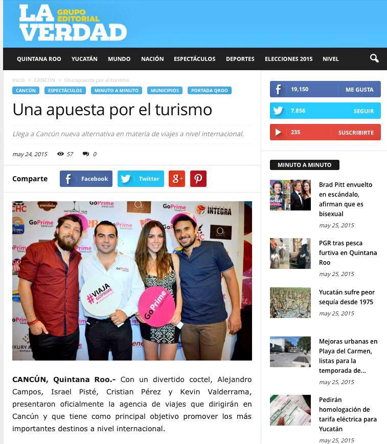 SoyAlexCampos's tweet photo. Muchísimas gracias amiga @yarisanaya por la cobertura del lanzamiento de @GoPrimeTravel #ViajaGoPrime Besos y abrazos http://t.co/1nlnzi469K