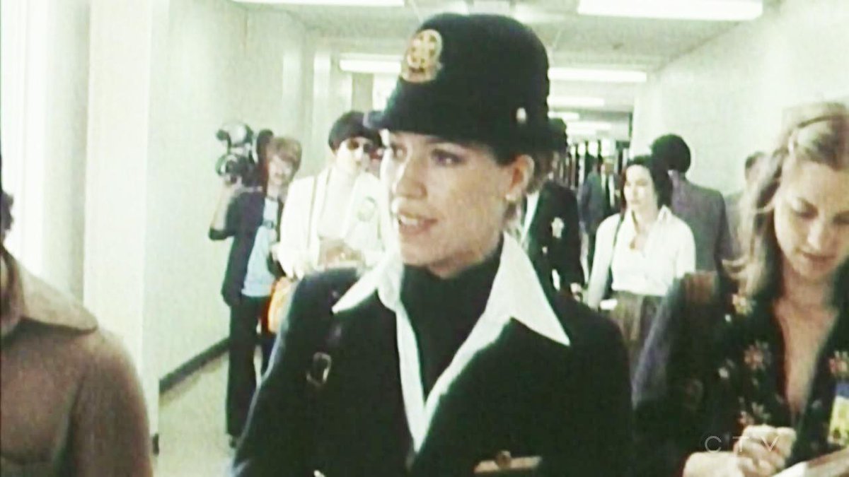 CTVKitchener's tweet photo. Air Canada's first female pilot has touched down at Pearson for the final time: http://t.co/BmiYijA5pv http://t.co/gNILMvBEQe