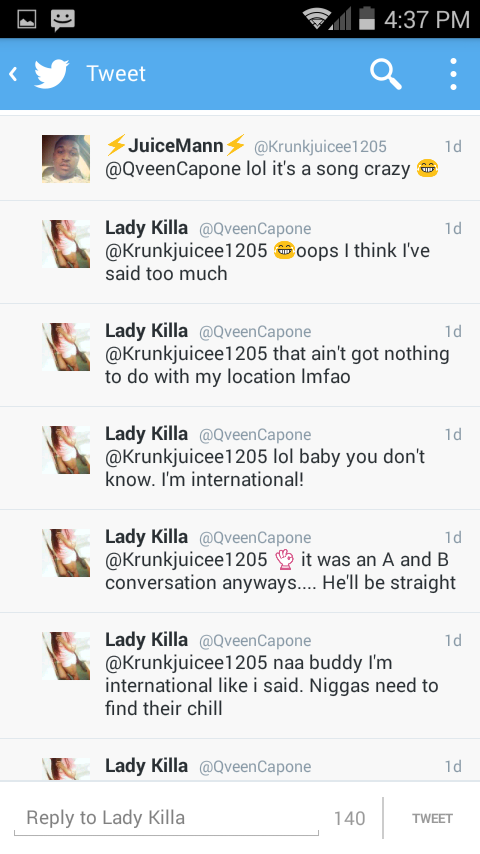 EyeCandy_99's tweet photo. I guess she talking to herself..... Since @Krunkjuicee1205 deleted his comments http://t.co/53N3dqoJlE