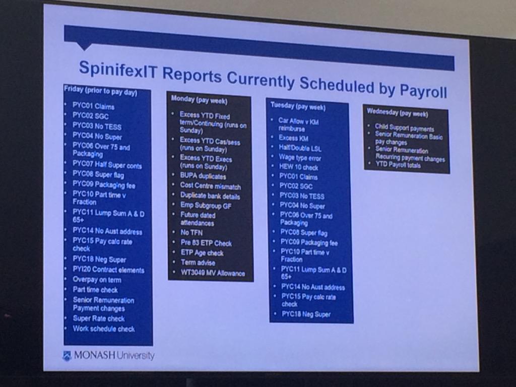 mathewkatakis's tweet photo. Monash University automated reports with @SpinifexIT #masteringSAP HR and Payroll... http://t.co/Dc9utwQso6