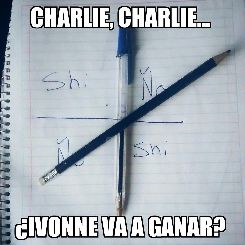 ReHio's tweet photo. Charlie, Charlie... ¿@alvarez_ivonne va a ganar? http://t.co/zIzzaRBLC9