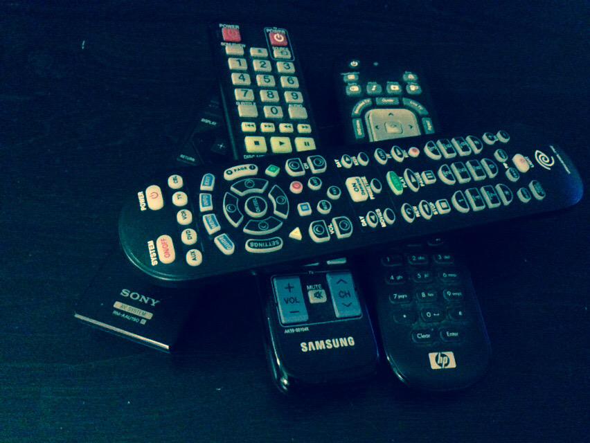 Teatrograde's tweet photo. Annoying isn't it? #2manyremotes put it all in one http://t.co/Ao6ELLaGzE