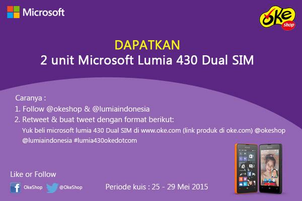OkeShop's tweet photo. Hi Sobat yuk ikutan kuis #lumia430okedotcom berhadiah Lumia 430, gini caranya. http://t.co/xKGDf9ZIR7