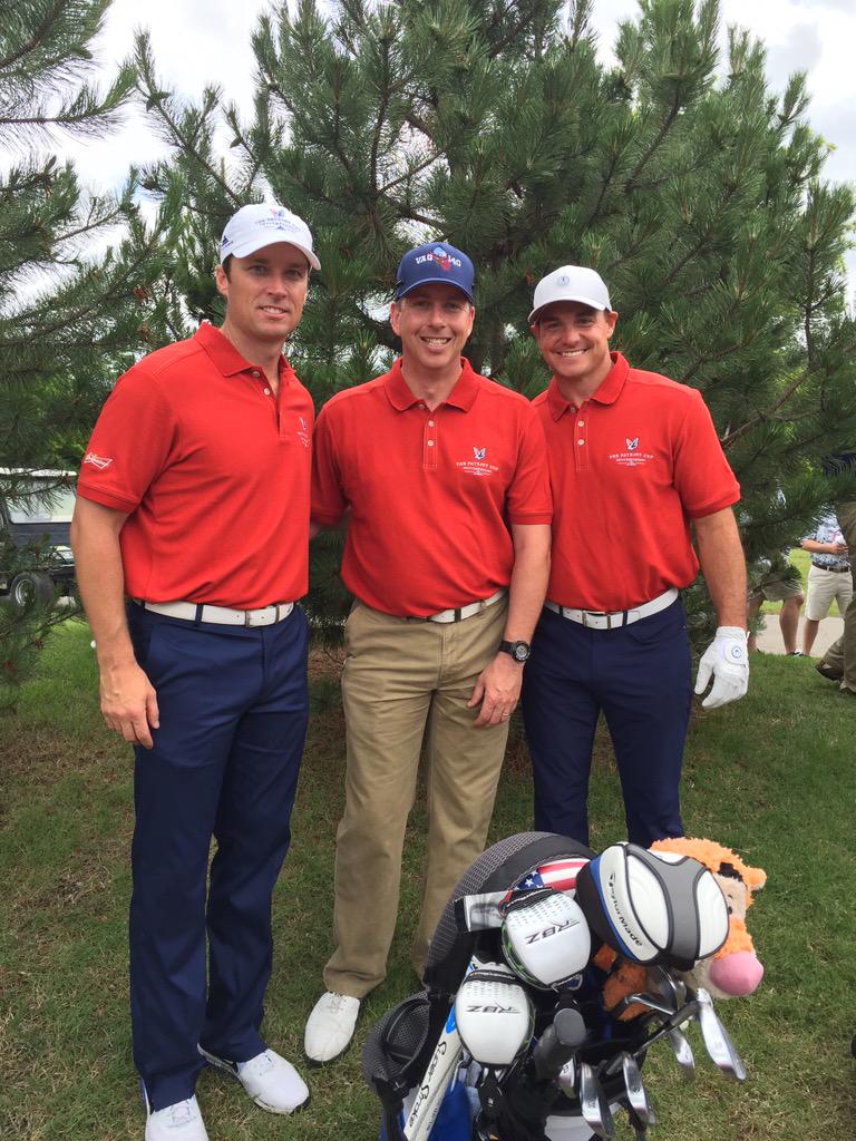 Myself, US Navy Aviator Tige Korsmo, and <a href="/jayfeely/">Jay Feely</a> representing on Memorial Day at the Patriot Cup for <a href="/FoldsofHonor/">Folds of Honor</a>