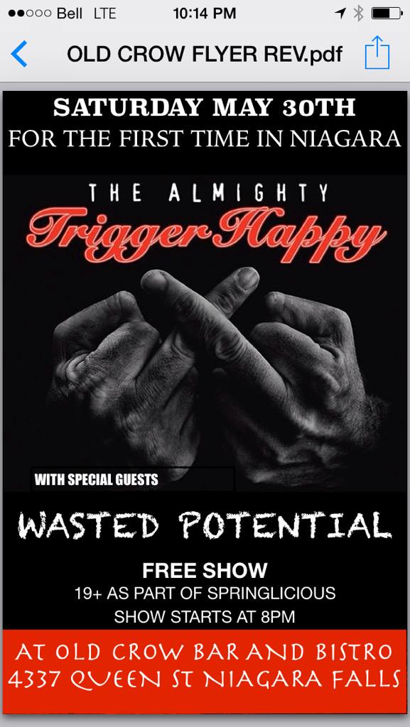 TATriggerHappy's tweet photo. @jessemodz @OldCrowBarNF @wearewasted @springliciousNF this sat @977HTZFM #freeshow #niagaramusicscene @BuzzFeed http://t.co/Q0aTDH3EB1