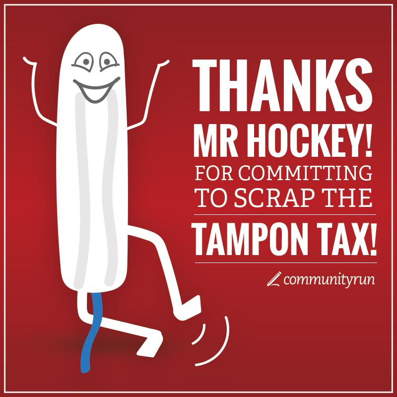 GetUp's tweet photo. He said yes! Thanks @JoeHockey for committing to scrap the tax on periods! #BetterTax http://t.co/vNR9UPt9j7