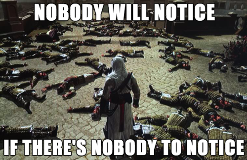 CauseWereGamerz's tweet photo. Assassin's Creed stealth in a nutshell http://t.co/aZFcmA2saY