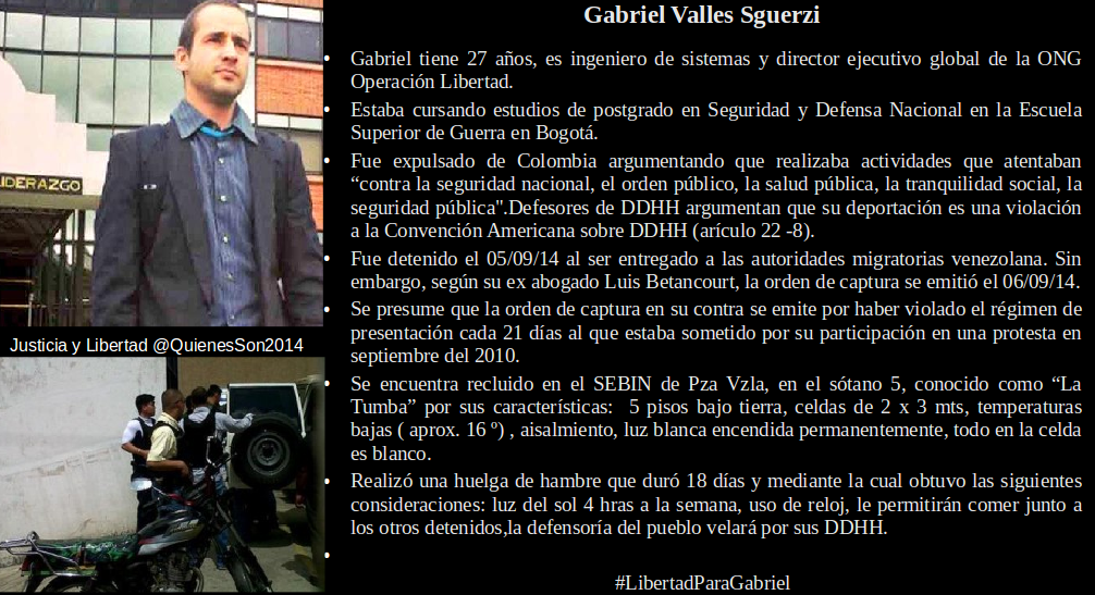 gianninasguerzi's tweet photo. “@QuienesSon2014: Respeto a los DDHH de GABRIEL VALLES, NO ES UN DELINCUENTE #concluPRESOS http://t.co/IiBOKbuuSW”@gianninasguerzi