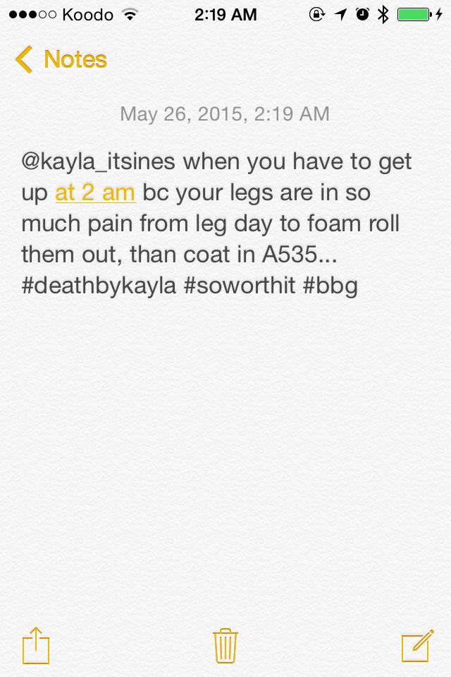 bbrittbarb's tweet photo. @kayla_itsines #bbg #legday #dying http://t.co/AaEp9y8WUw