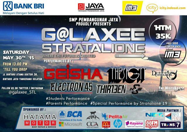 SMP Pembangunan Jaya Present GALAXEE STRATA

Sat, 30 Mei ' 15
Bintaro Utama Sek 3A
HTM 35K

More Info : <a href="/Galaxee_STL/">Galaxee Stratalione</a>