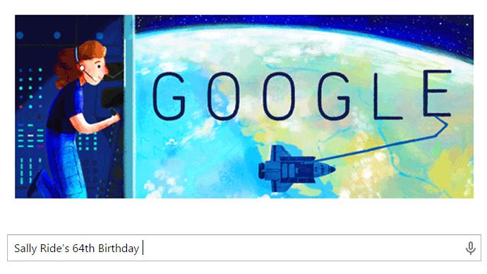 Google celebrates the amazing life of astronaut Happy Birthday, Sally, and thanks! 