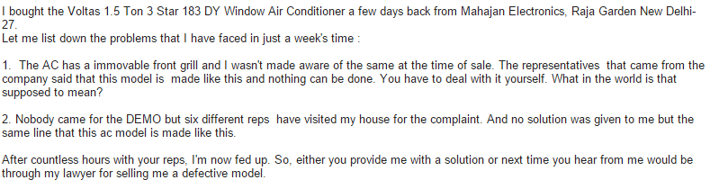 dotgourav's tweet image. @VoltasAW You sold me a defective ac and you tell me nothing can be done now?
#WORSTSERVICE #DEFECTIVEAC
