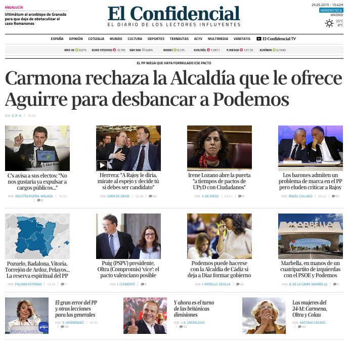 elconfidencial's tweet photo. Carmona rechaza la alcaldía de Madrid que Aguirre le ofrece para desbancar a Ahora Madrid http://t.co/cuGxszW5xz http://t.co/ZTI0ZPG4wX