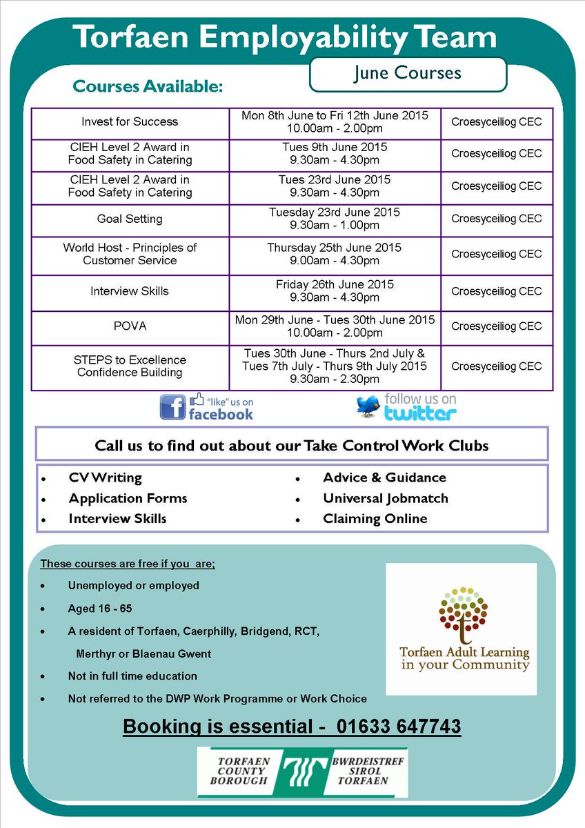 Bridgesintowork's tweet photo. June courses - call 01633 647743 to book your place now! http://t.co/nj5D8bnqqg
