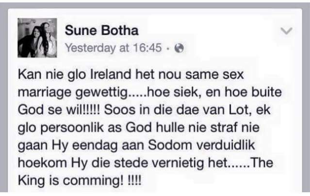 ntsikimazwai's tweet photo. #HomophobeAlert "@kuliroberts: WOW. Sune Botha get a Grip http://t.co/kSvjvv5shz"