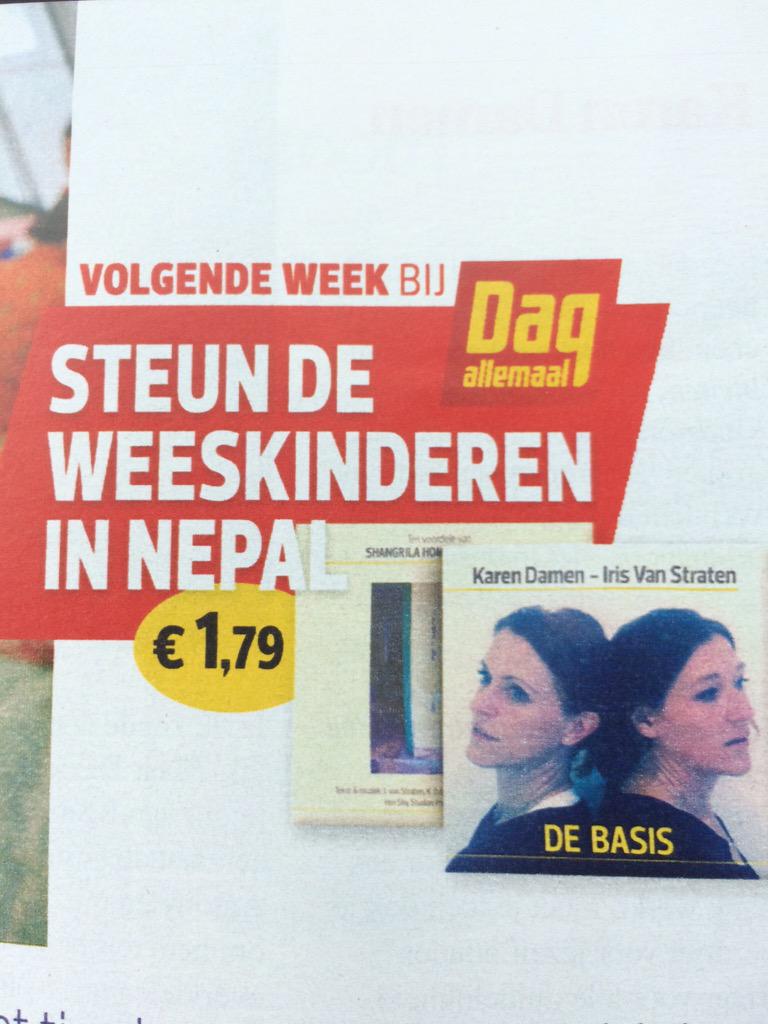 Het goede nieuws van #DagAllemaal , volgende week de single van <a href="/DamenKaren/">KarenDamen</a> en <a href="/irisvanstraten/">Iris van Straten</a> voor maar 1,79€ #Nepal